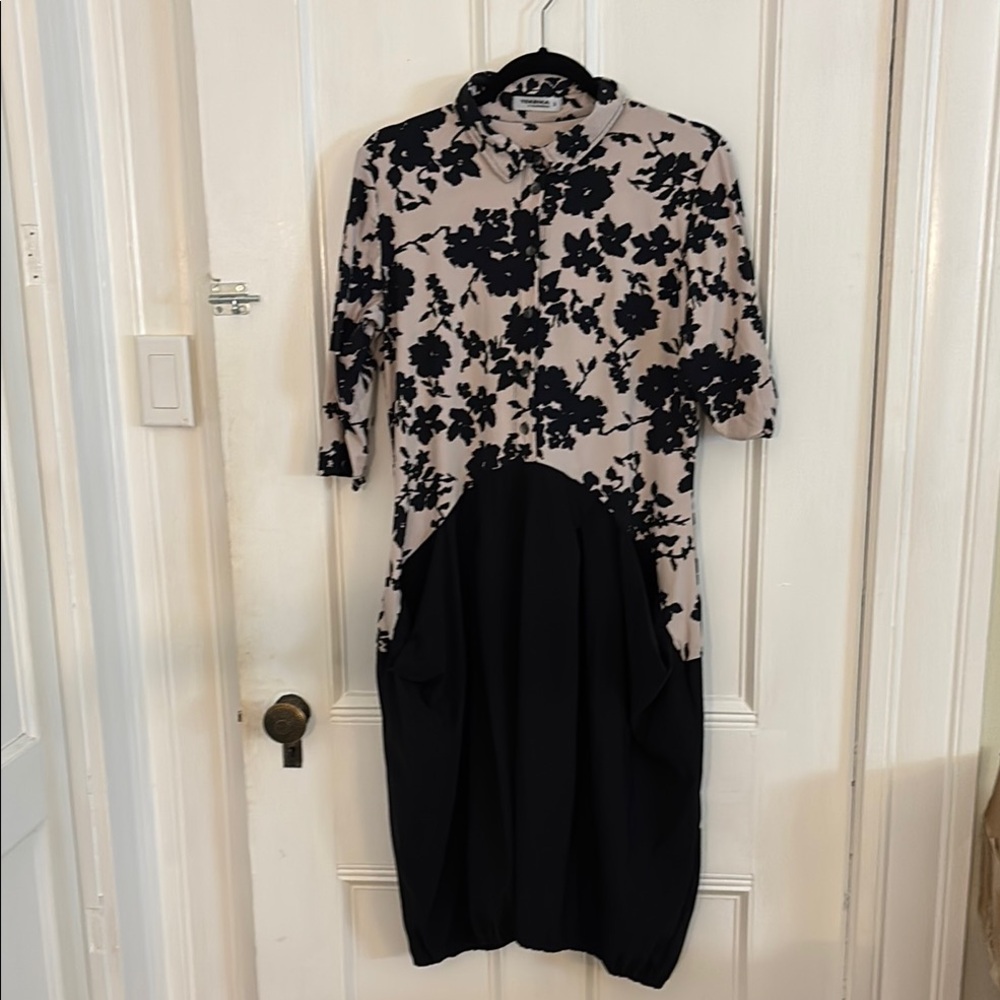Floral Black and Cream Women's Dress -Tekbika by Alembika